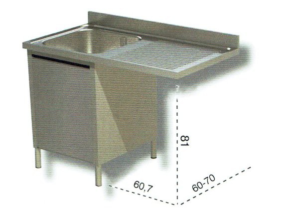 Lavello una vasca su armadio per lavastoviglie cm.120x60